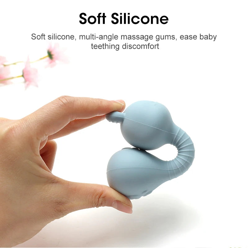 Baby Bunny Silicone Rattle Teether | Easy-Grip Dumbbell Toy for Infants