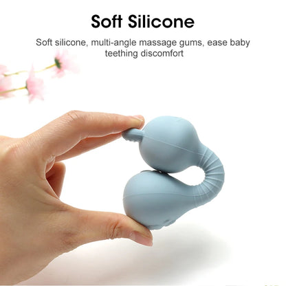 Baby Bunny Silicone Rattle Teether | Easy-Grip Dumbbell Toy for Infants