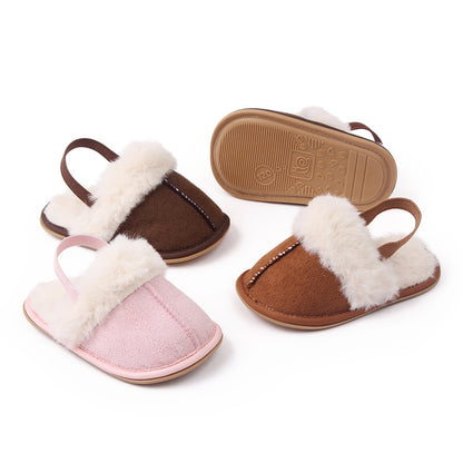 Baby & Toddler Fluffy Plush Slides | Soft Non-Slip House Slippers 0-18 Months