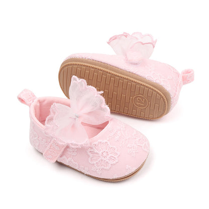 Baby Girls Bow Flower Soft Sole Princess Shoes | Non-Slip First Walker 0-18 Months
