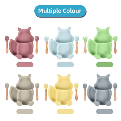 3-Piece Baby Silicone Feeding Kit | Bib, Divided Plate & Spoon Set | BPA-Free