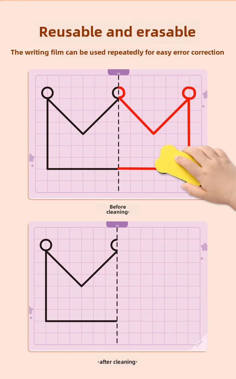 Kids Montessori Symmetrical Drawing Cards | Pen Control Training Set (20 Patterns)