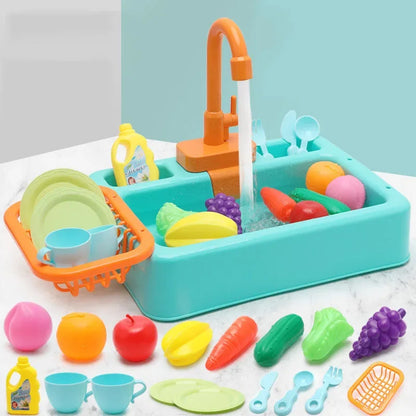 Kids Kitchen Sink Toy | Pretend Play Dish Wash Set for Children