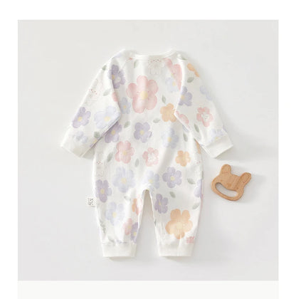 Baby Cotton Romper Pyjamas | Long Sleeve Spring & Autumn Newborn 0-6M