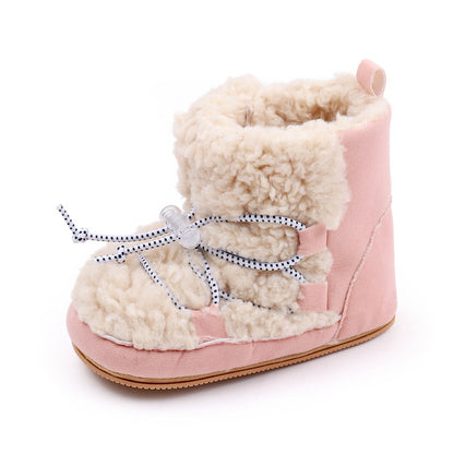 Baby Girls Coral Fleece Snow Boots | Warm Ankle Boots First Walker 6-15 Months