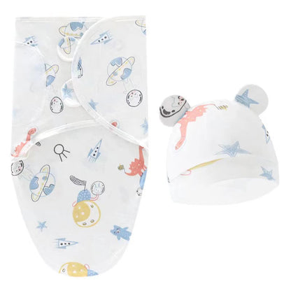 Baby Blanket & Hat Set | Soft Cotton Newborn Swaddle Wrap