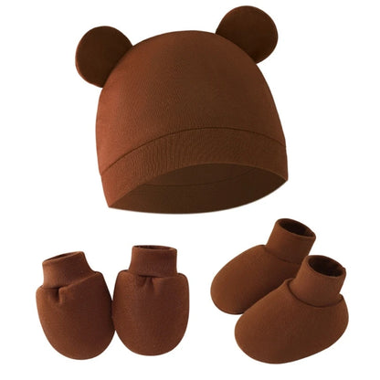Newborn Beanie, Anti-Scratch Mitts & Foot Cover Set | 3-Piece Baby Gift
