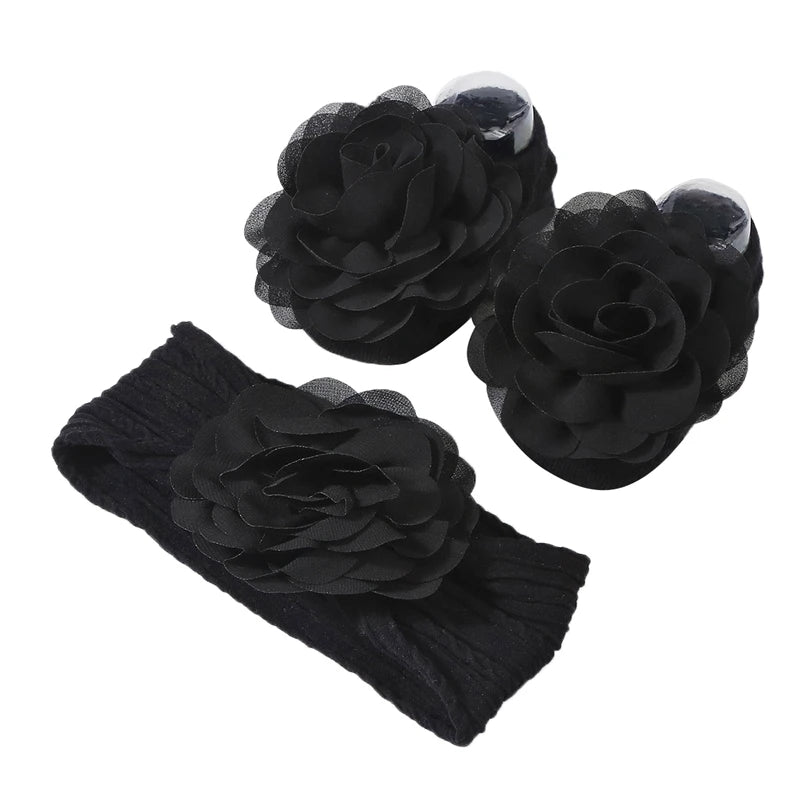 Baby Girl Flower Socks & Headband Set | Soft Knitted 2-Piece 0-12 Months