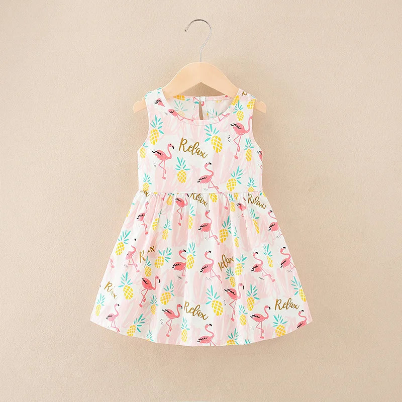 Girls Cotton Flower Dress | Sleeveless Princess Party Dress