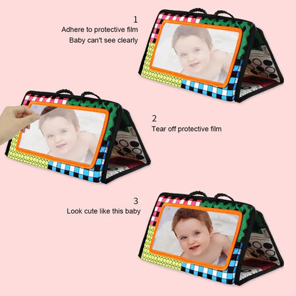 Baby Black & White Tummy Time Mirror Toy | Montessori Sensory Development Toy 0–12 Months