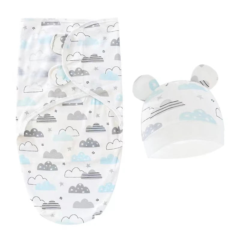 Baby Blanket & Hat Set | Soft Cotton Newborn Swaddle Wrap