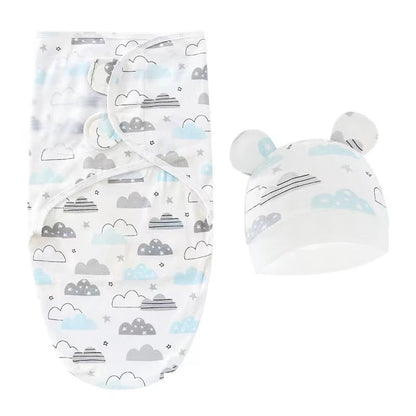 Baby Blanket & Hat Set | Soft Cotton Newborn Swaddle Wrap