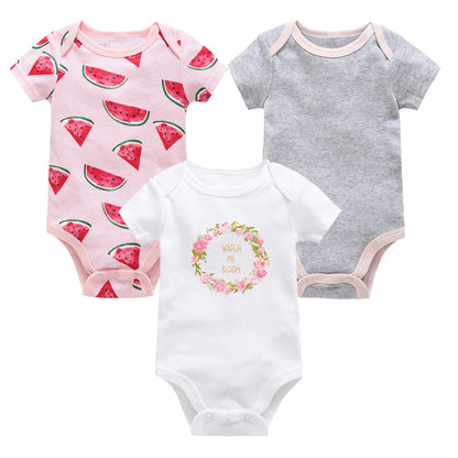 Baby Cotton Bodysuit 3-Pack | Short Sleeve Unisex Romper 0-12 Months