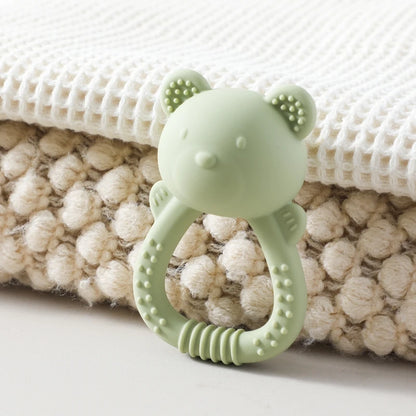 Silicone Bear Teether Rattle | Food-Grade Sensory Hand Bell for Babies 0–12 Months
