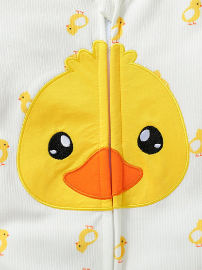 Baby Duck Zipper Jumpsuit & Hat Set