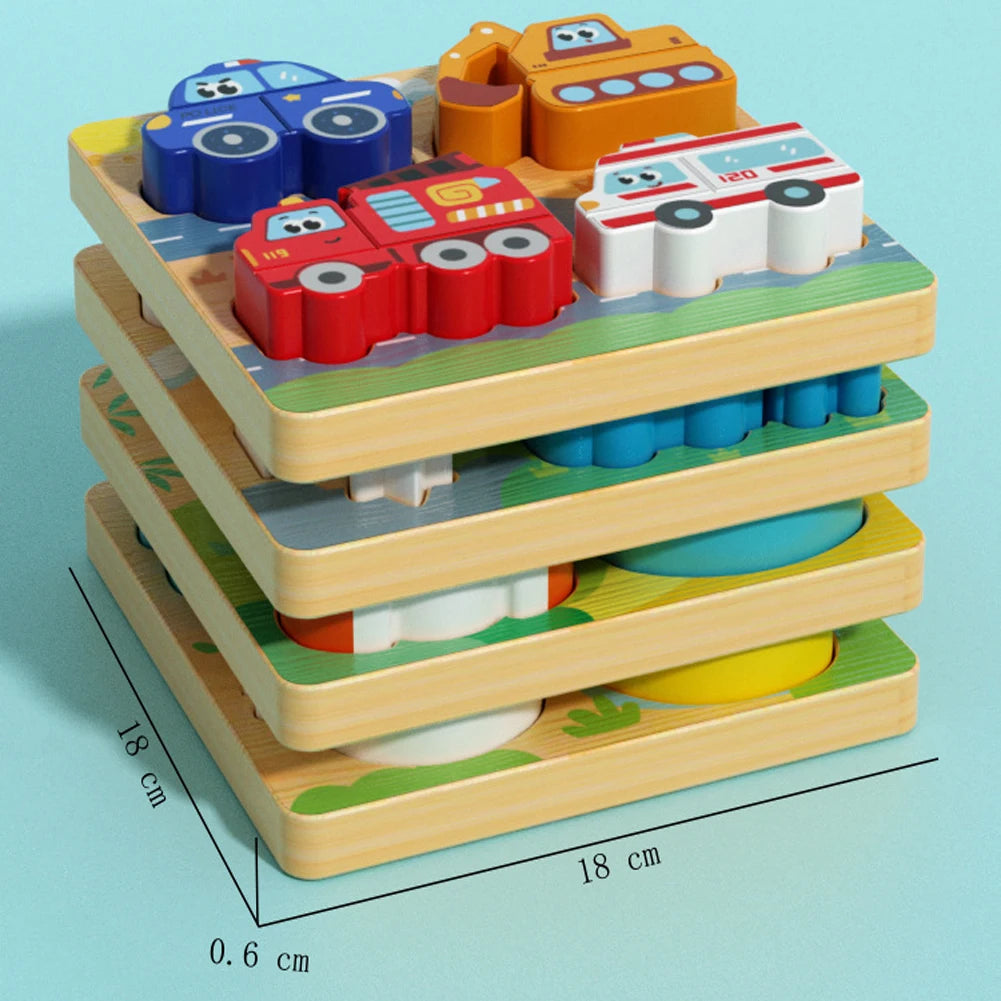 4-in-1 Wooden Animal Puzzle | Early Learning Jigsaw for Toddlers 1–3 Years