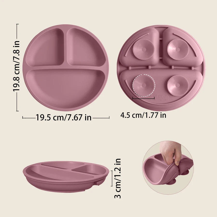 Baby Silicone Suction Dining Plate | BPA-Free Toddler Feeding Bowl | 14 Colours