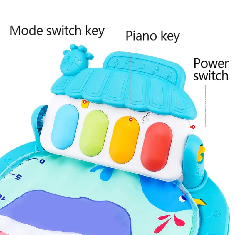 Baby Music Play Gym & Activity Mat | Piano Keyboard & Hanging Toys