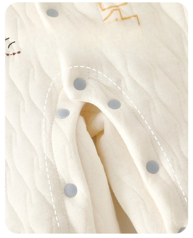Baby Thick Cotton Jumpsuit | Three-Layer Warm Crawling Suit Autumn Winter 0-18M