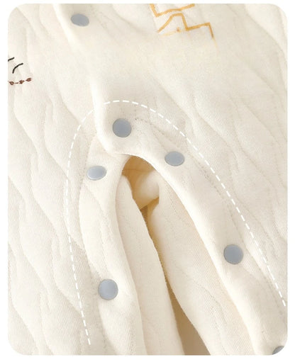 Baby Thick Cotton Jumpsuit | Three-Layer Warm Crawling Suit Autumn Winter 0-18M