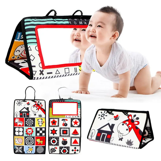 Baby Black & White Tummy Time Mirror Toy | Montessori Sensory Development Toy 0–12 Months