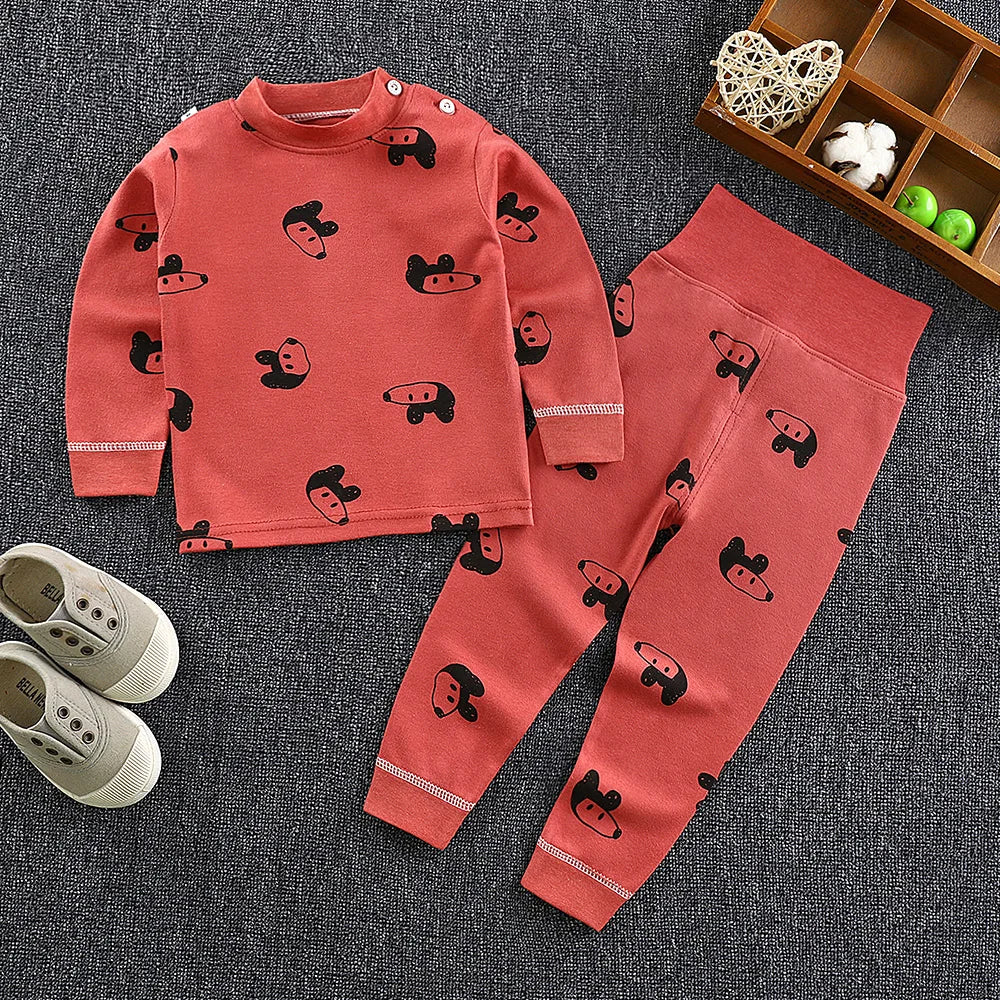 Kids Cotton Pyjama Long Johns Set | High Waist Underwear 9M-6 Years