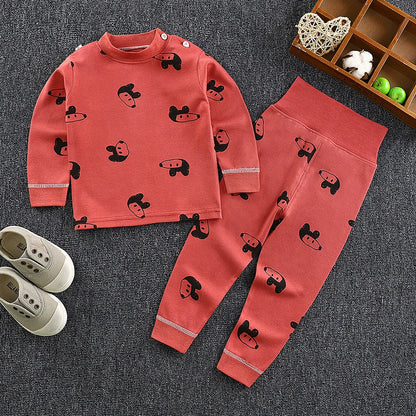 Kids Cotton Pyjama Long Johns Set | High Waist Underwear 9M-6 Years