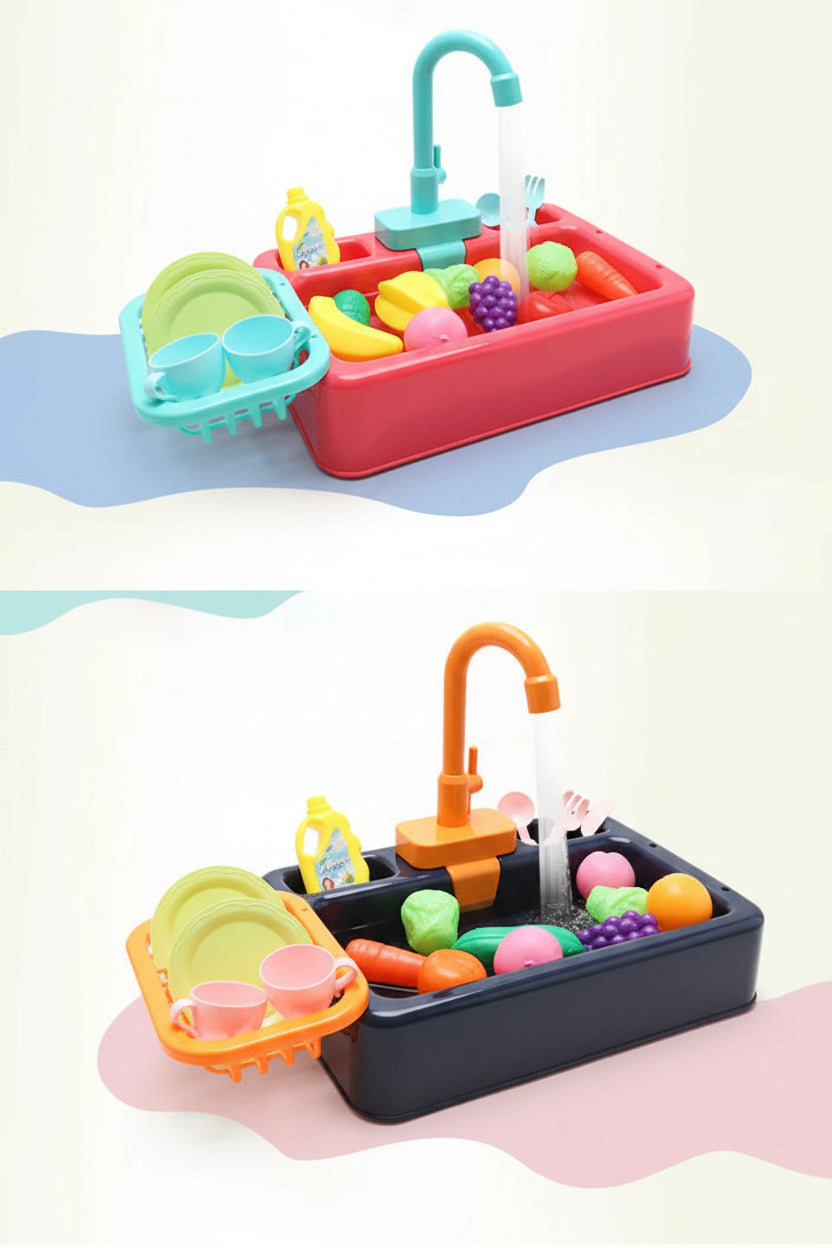 Kids Kitchen Sink Toy | Pretend Play Dish Wash Set for Children
