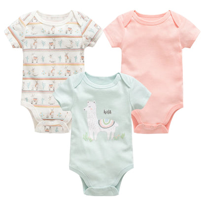 Baby Cotton Bodysuit 3-Pack | Short Sleeve Unisex Romper 0-12 Months