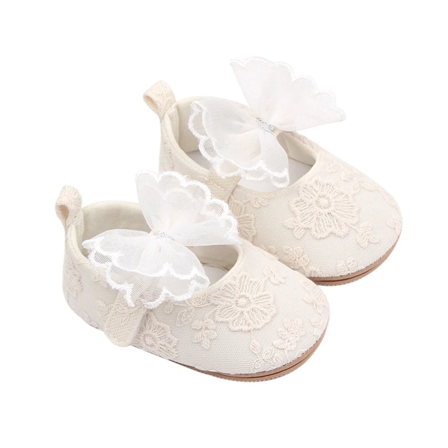 Baby Girls Bow Flower Soft Sole Princess Shoes | Non-Slip First Walker 0-18 Months