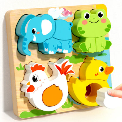 4-in-1 Wooden Animal Puzzle | Early Learning Jigsaw for Toddlers 1–3 Years