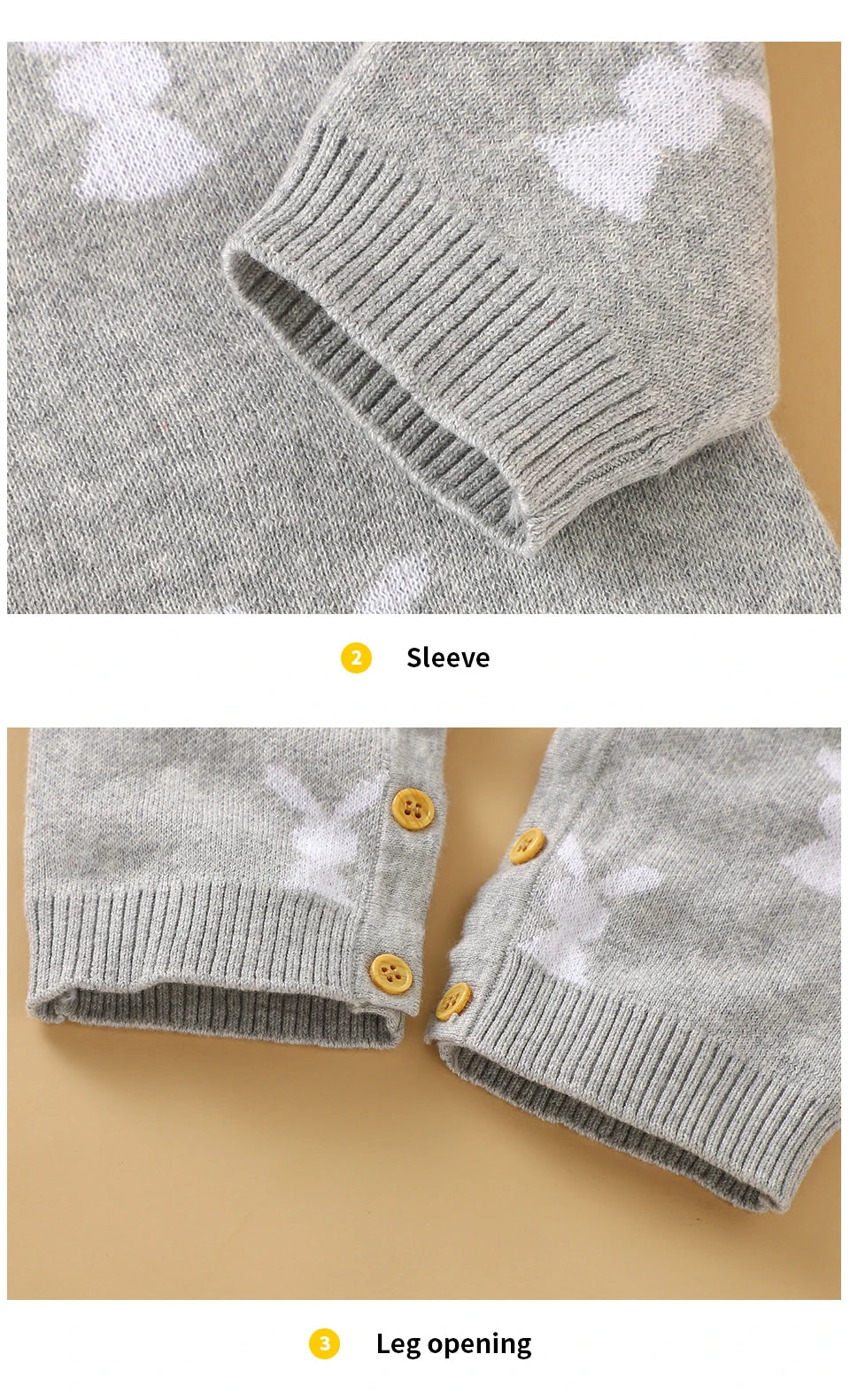 Baby Easter Rabbit Knit Romper — Long Sleeve Cotton Unisex