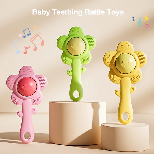 3-in-1 Baby Teething Rattle | Chewable Sensory Toy for Newborns & Infants