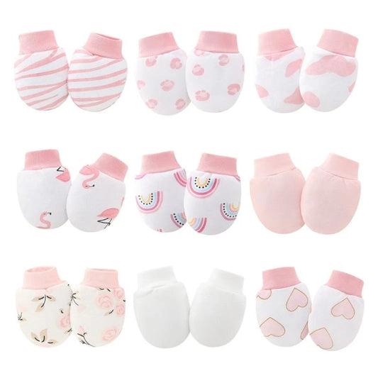 9 Pairs Baby Cotton No-Scratch Mittens | Newborn Hand Mittens Set