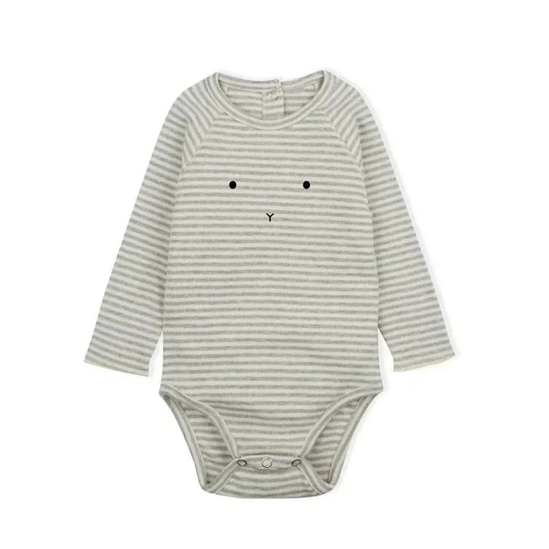 Newborn Romper — Organic Cotton Floral Print, Long Sleeve