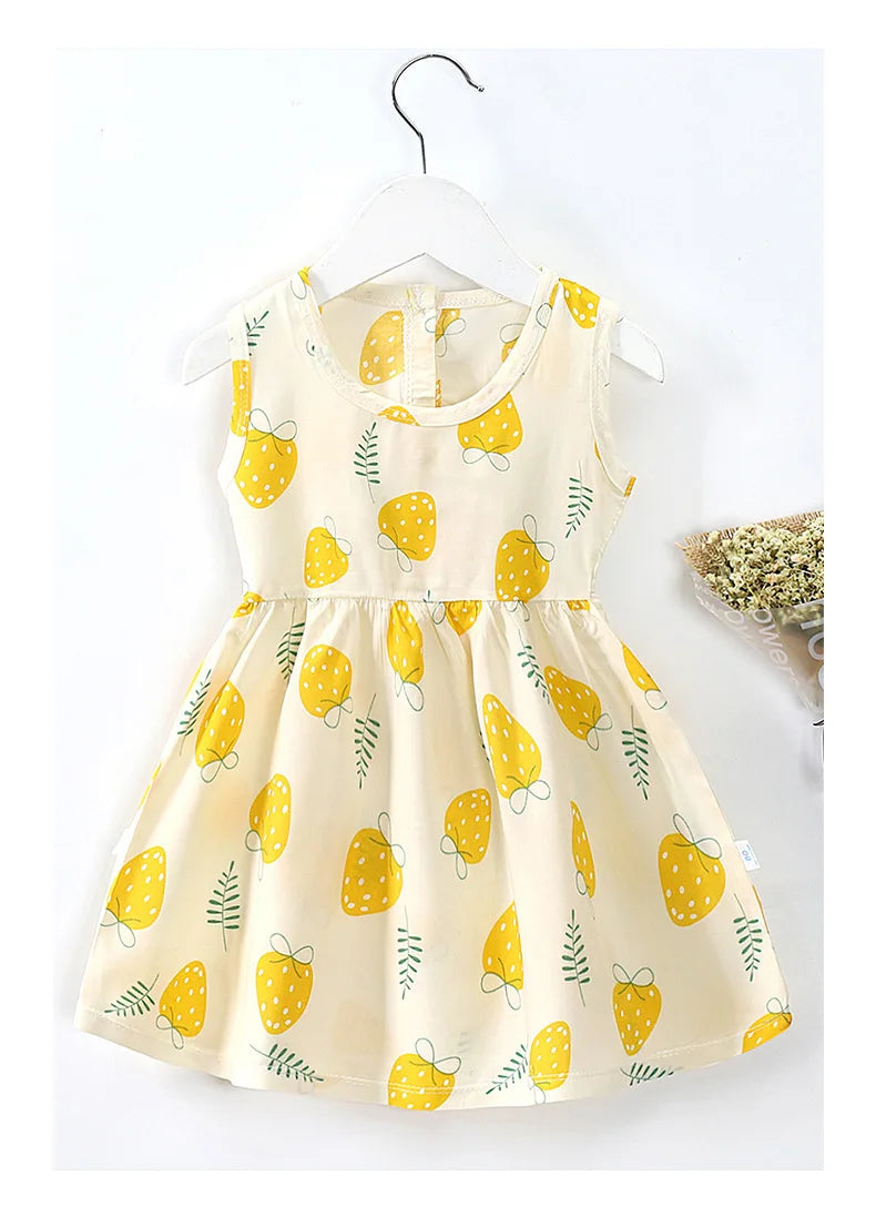 Girls Cotton Flower Dress | Sleeveless Princess Party Dress