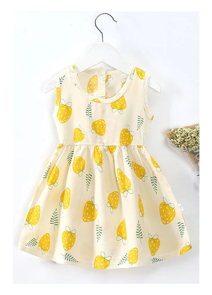 Girls Cotton Flower Dress | Sleeveless Princess Party Dress