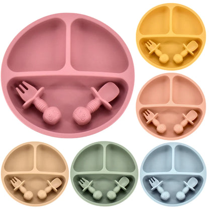 Baby Silicone Cartoon Dining Set | Plate, Cutlery & 4-Piece Options | BPA-Free
