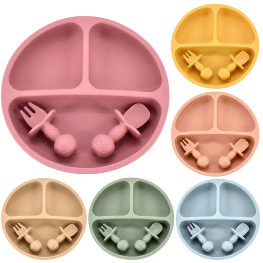 Baby Silicone Cartoon Dining Set | Plate, Cutlery & 4-Piece Options | BPA-Free