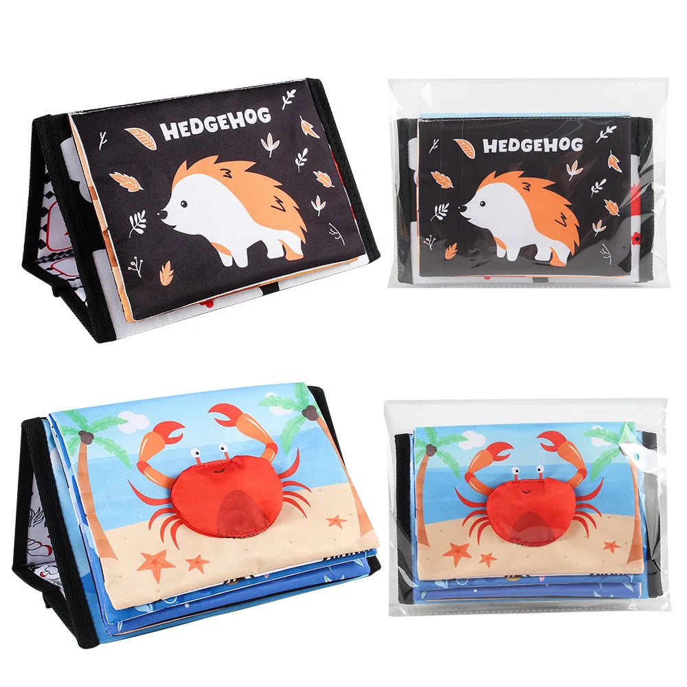 Black & White Baby Cloth Book | Montessori Sensory Toy with Mirror for Newborns 0–12 Months