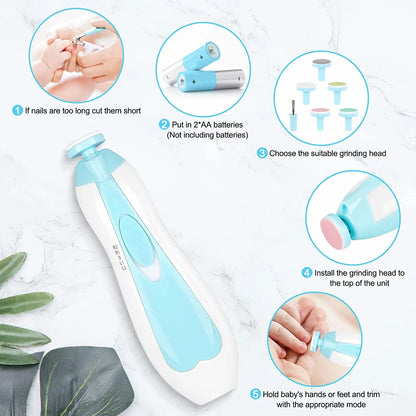 Electric Baby Nail Clipper with LED Light | 4-Speed Quiet Trimmer for Newborns