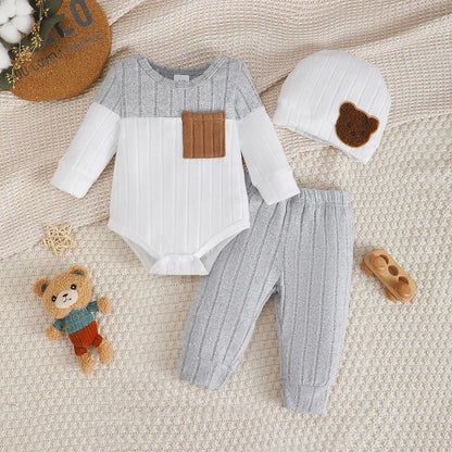 Newborn Baby Boy 3-Piece Set | Bodysuit, Pants & Hat 1-18 Months