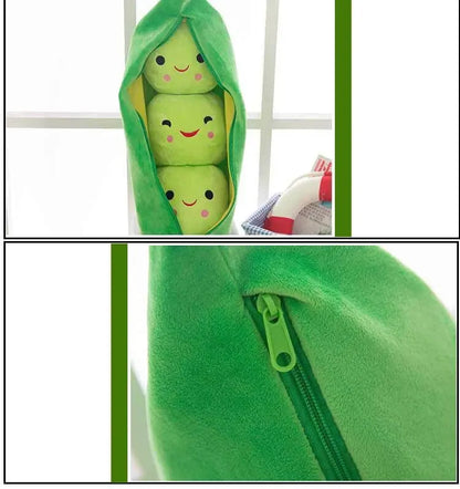 Kawaii Pea Pod Plush Toy | Soft 25cm Stuffed Plant Pillow for Kids