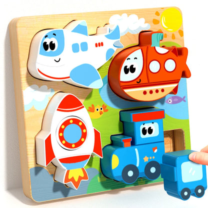 4-in-1 Wooden Animal Puzzle | Early Learning Jigsaw for Toddlers 1–3 Years
