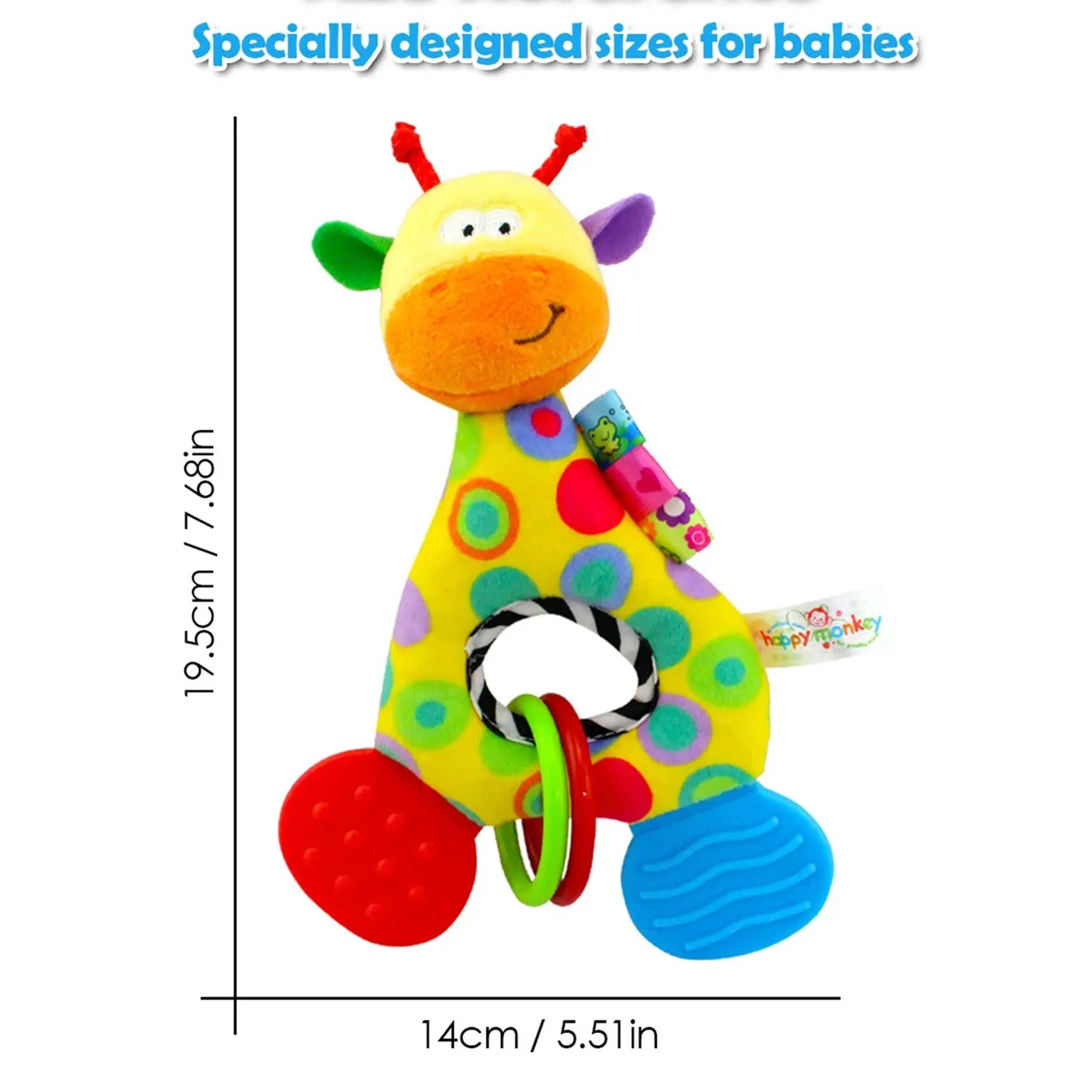 Baby Handheld Rattle & Teether Toy | Animal Character Stroller Toy for Newborns
