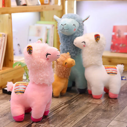 Kawaii Alpaca Llama Plush Toy | Soft Stuffed Smiling Animal Doll | 4 Colours | 25cm