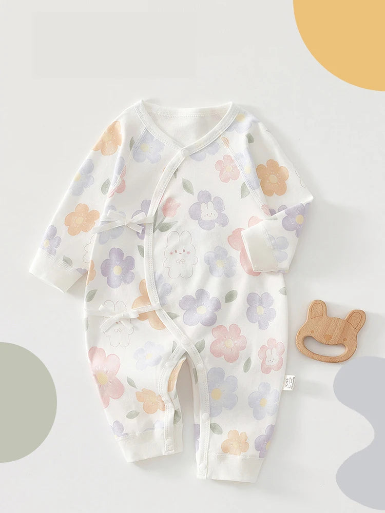 Baby Cotton Romper Pyjamas | Long Sleeve Spring & Autumn Newborn 0-6M