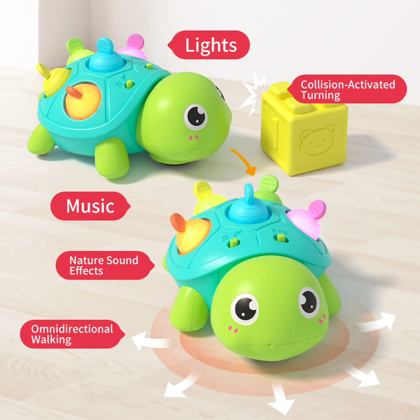 Baby Turtle Crawling Toy | Light & Sound Sensory Toy for Infants 0–12 Months