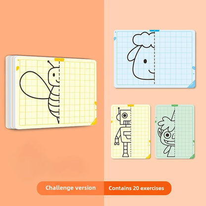 Kids Montessori Symmetrical Drawing Cards | Pen Control Training Set (20 Patterns)