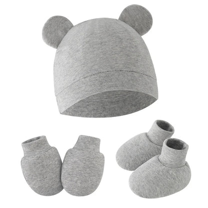 Newborn Beanie, Anti-Scratch Mitts & Foot Cover Set | 3-Piece Baby Gift
